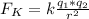 F_{K} =k \frac{q_{1}*q_{2}}{r^{2} }