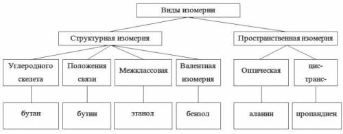 1. Дать определение изомерии 2. Изобразить схему, отражающую различные виды изомерии. Указать пример