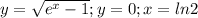 y=\sqrt{e^x-1}; y=0; x=ln2