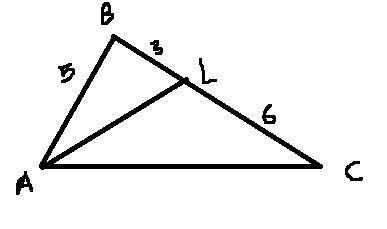 В трикутнику ABC провели бісектрису AL, яка поділила сторону BC на відрізки BL=3 см і LC=6 см. Знайт