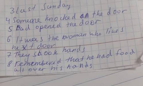 1 Who is the story about? _The girl's dad. 2 What was he doing? He was cooking at home. 3 When? 4 Wh