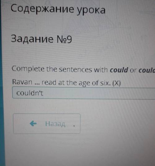 Complete the sentences with could or couldn't. Pay attention to the sign at the end of each sentence