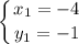 \displaystyle\left \{ {{x_1=-4} \atop {y_1=-1}} \right.