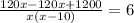 \frac{120x-120x+1200}{x(x-10)} =6