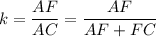 \displaystyle k=\frac{AF}{AC}=\frac{AF}{AF+FC}