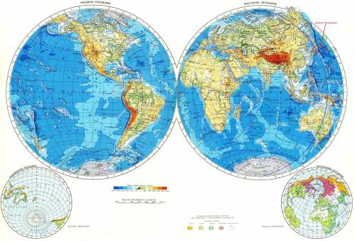 Определите географические координаты по карте полушарий влкн Фудзияма. В какой части Евразии располо