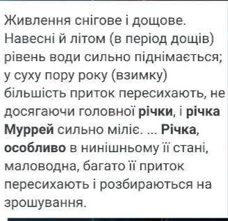 Особливості водного режиму річки Муррей​