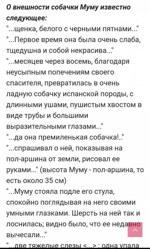 Сделать цитатную характеристику одного из персонажей рассказа Муму Пример на фото, можно любого кр