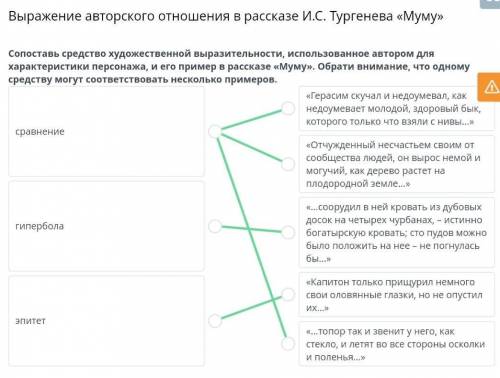 Муму» Сопоставь средство художественной выразительности, использованное автором для характеристики п