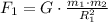 F_1 = G\cdot\frac{m_1\cdot m_2}{R_1^2}