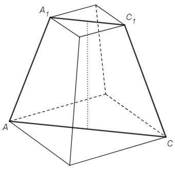 Стороны оснований правильной четырехугольной усеченной пирамиды равны 4 см и 8 см, а диагональ - 12