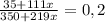 \frac{35 + 111x}{350 + 219x} = 0,2