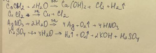ХИМИЯ Напишите уравнения реакций электролиза водных растворов следующих солей: а) CaCl2; б) CuCl2; в