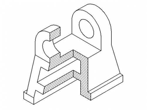 По двум проекциям детали построить третью с применением разрезов , указанных в схеме. Вычертить изом