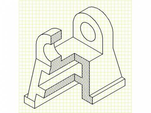 По двум проекциям детали построить третью с применением разрезов , указанных в схеме. Вычертить изом