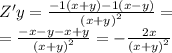 Z'y = \frac{ - 1(x + y) - 1(x - y)}{ {(x + y)}^{2} } = \\ = \frac{ - x - y - x + y}{ {(x + y)}^{2} } = - \frac{2x}{ {(x + y)}^{2} }