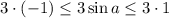 3\cdot(-1)\leq 3\sin a\leq 3\cdot1