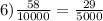 6) \frac{58}{10000} = \frac{29}{5000}