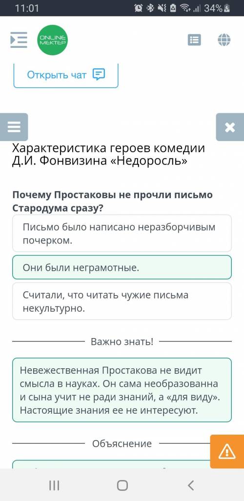 Фонвизина «Недоросль» Почему Простаковы не прочли письмо Стародума сразу?Они были неграмотные.Письмо