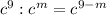 c^9 : c^m=c^{9-m}