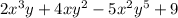 2x^3y+4xy^2-5x^2y^5+9