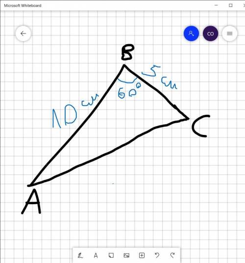 В треугольник АВС если АВ =10см Вс=5 см и В=60° то найди длину стороны АС округли ответ до целого чи