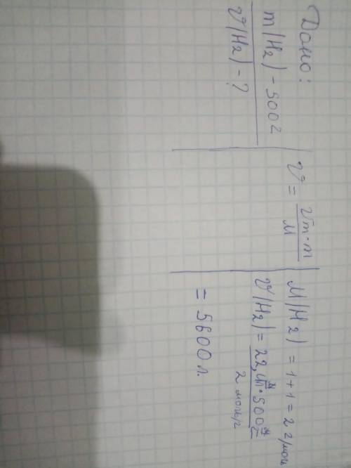 Балон містить 500 г стисненого водню. Який об'єм займе цей водень?