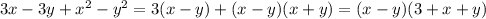 3x-3y+x^2-y^2=3(x-y)+(x-y)(x+y)=(x-y)(3+x+y)