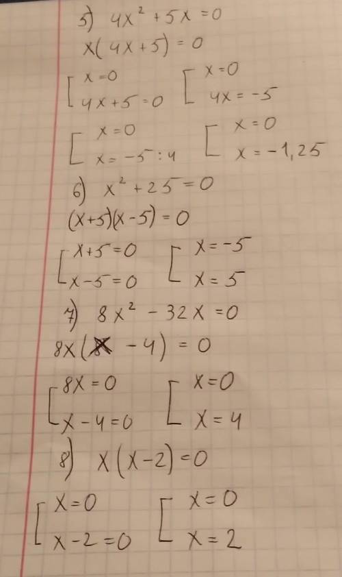 От Вариант 21). x² = 492). х² – 0,09 = 03). 2x²= 504). х² – 5х = 05). 4х² + 5х = 06). х²+ 25 = 07).