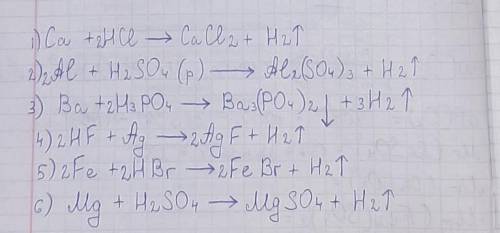 Закончите уравнения возможных реакций​