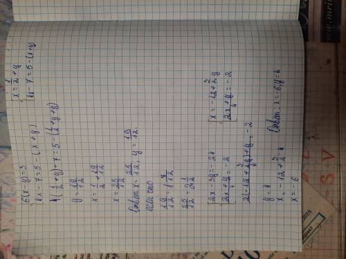 Решите систему уравнений методом подстановки г). {6(х-у)=3 4х-7= 5 -( x + y) г). {2х-3у=-24 {2х+у др