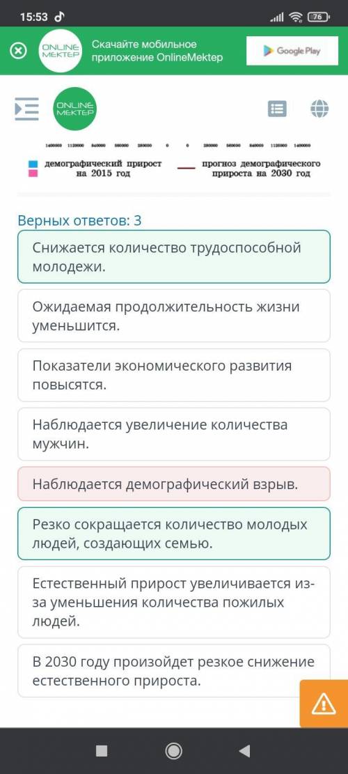 Проанализировать половозрастную пирамиду, определи верные утверждения.￼Верных ответов: 3Наблюдается