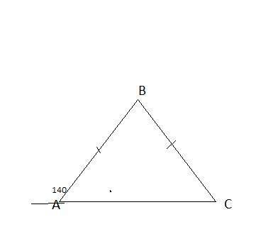 Внешний угол при основании равнобедренного треугольника равен равен 140°. Найдите углы треугольника