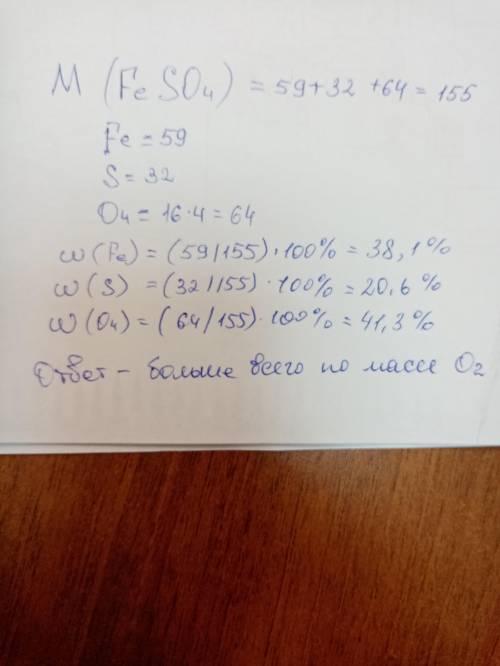 Масова частка якого елемента у сплуци FeSO4 найбильша ?​