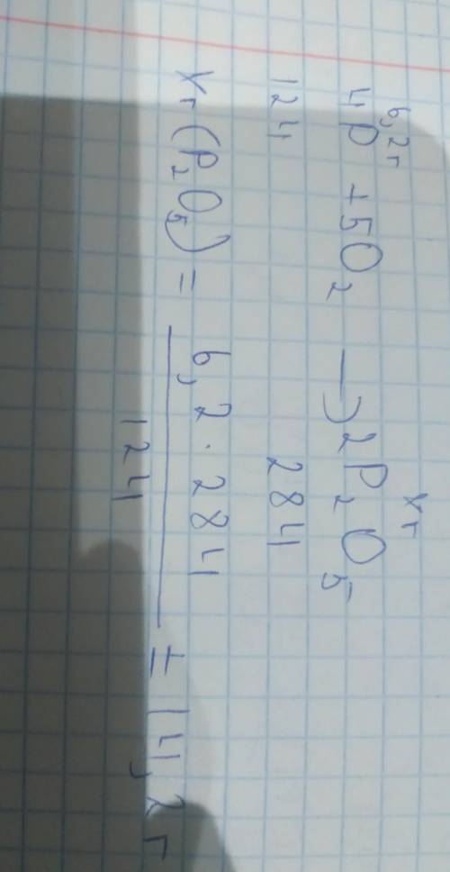 Найти массу оксида фосфора (V), если в реакцию с кислородом вступило 6,2г фосфора.