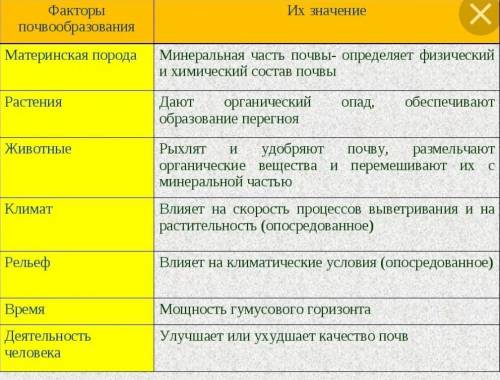 сделать схему почвообразования