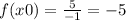 f(x0) = \frac{5}{ - 1} = - 5 \\