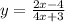 y = \frac{2x - 4}{4x + 3} \\