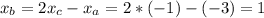 \displaystyle x_b=2x_c-x_a=2*(-1)-(-3)=1