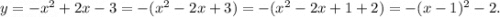 y=-x^2+2x-3=-(x^2-2x+3)=-(x^2-2x+1+2)=-(x-1)^2-2.