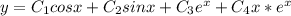 y=C_1 cosx+C_2 sinx +C_3 e^{x}+C_4 x* e^{x}