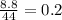 \frac{8.8}{44}=0.2