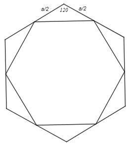 нужен ответ с объяснением в шестиугольнике со стороной 1 последовательно соединены середины всех сто