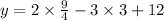 y=2\times{9\over4}-3\times3+12