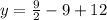 y={9\over2}-9+12