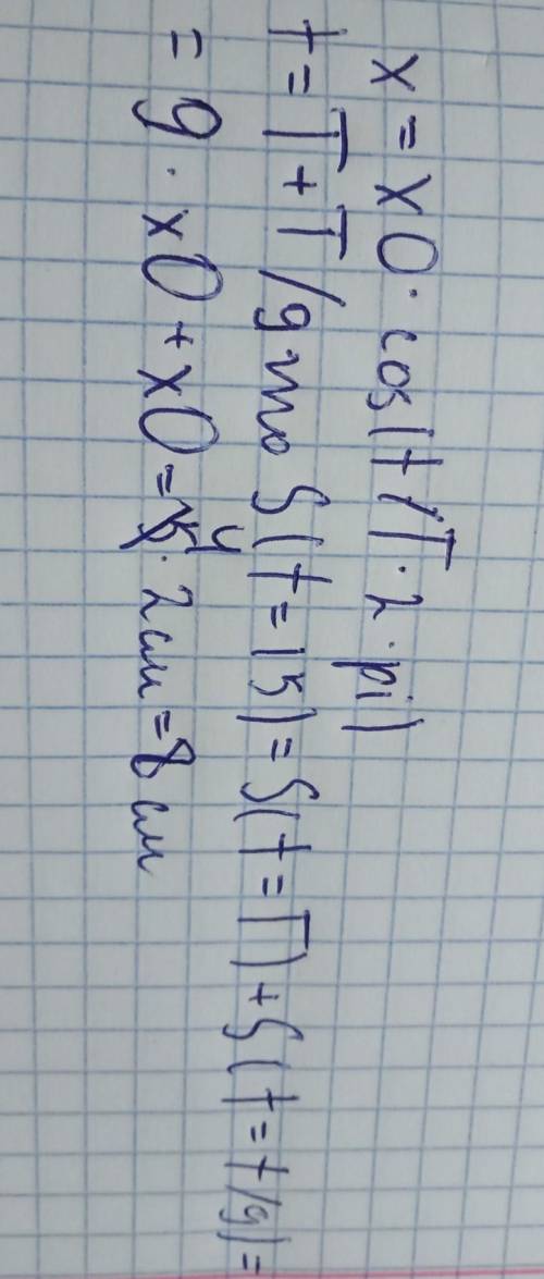 маятник отклонили на 3 см и отпустили. Какой путь пройдет маятник за 15 с, если период колебаний 10