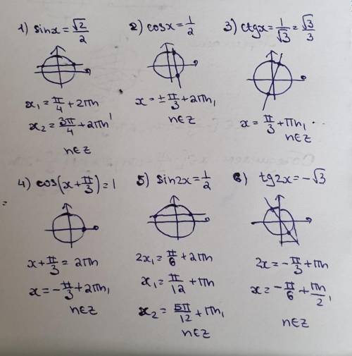 очень решить простейшие триганометрические уравнения, если правильно окажется я даже сотку завтра на