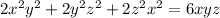 2x^2y^2+2y^2z^2+2z^2x^2=6xyz