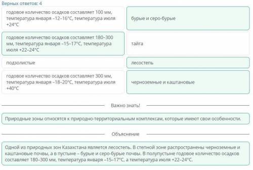 Виды природно-территориальных комплексов Верных ответов: 4годовое количество осадков составляет 180–