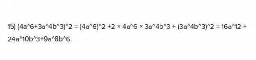 Представьте в виде многочлена выражение. 15) (4a⁶+3a⁴b³)²